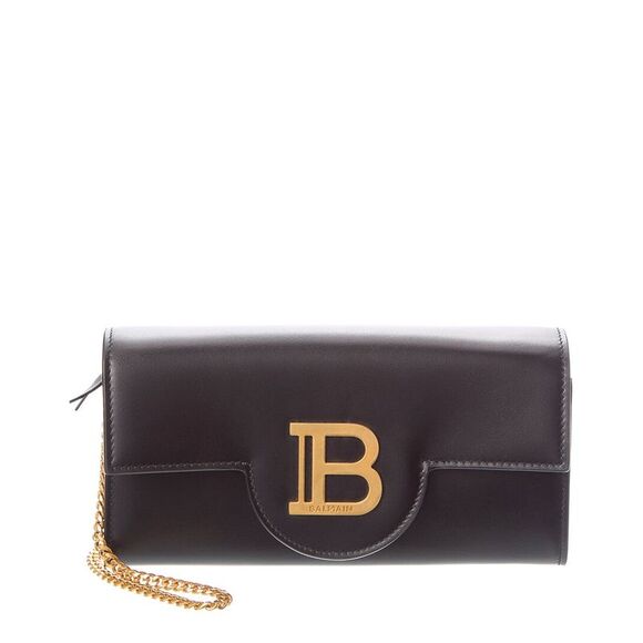 Balmain Buzz Leather Wallet On Chain Black